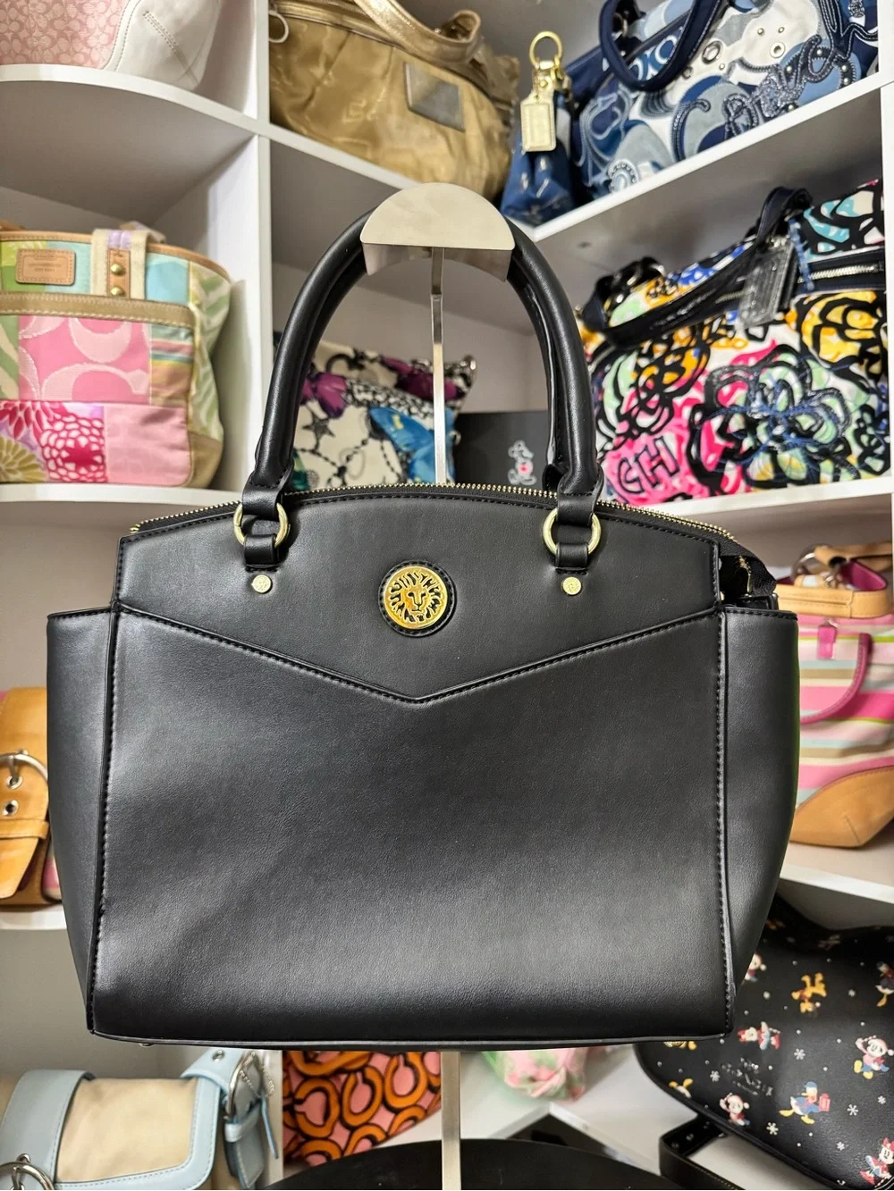 Anne Klein Black Leather Tote